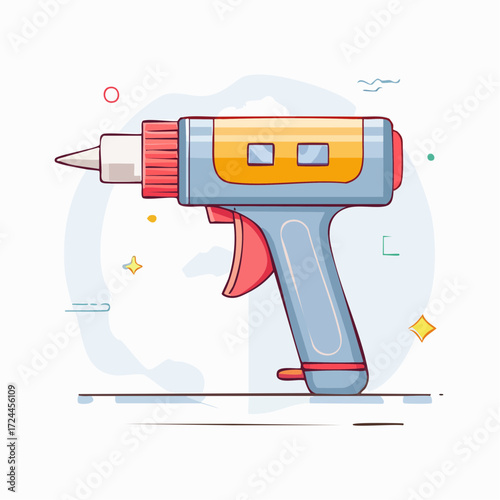 Red And Gray Hot Glue Gun Illustration