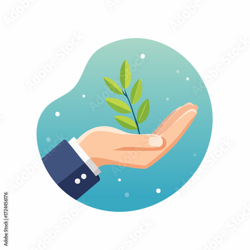 Hand Holding a Sprout: Environmental Conservation Concept