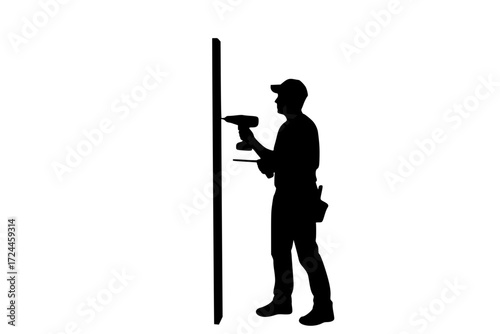 DIY Home Improvement Silhouette Vector. Person Painting, Drilling, or Measuring. Empowerment, Creativity, and Satisfaction of Do-It-Yourself Projects. Home Renovation.