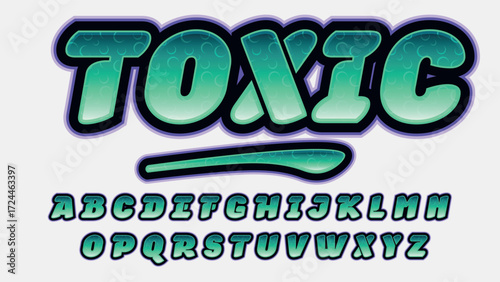 poison green 3d cartoon graffiti typography