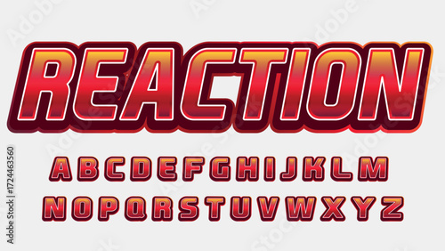 Red italic 3d modern metallic esports text style