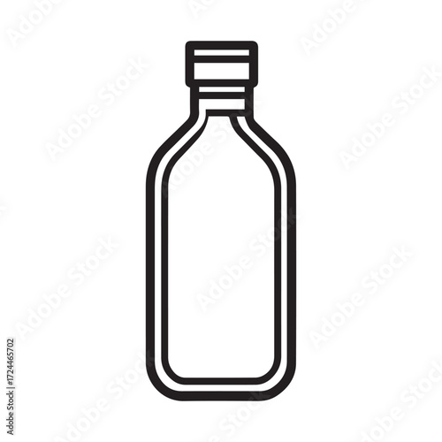 A contoured bottle outline displays a simple, elegant form on a white background