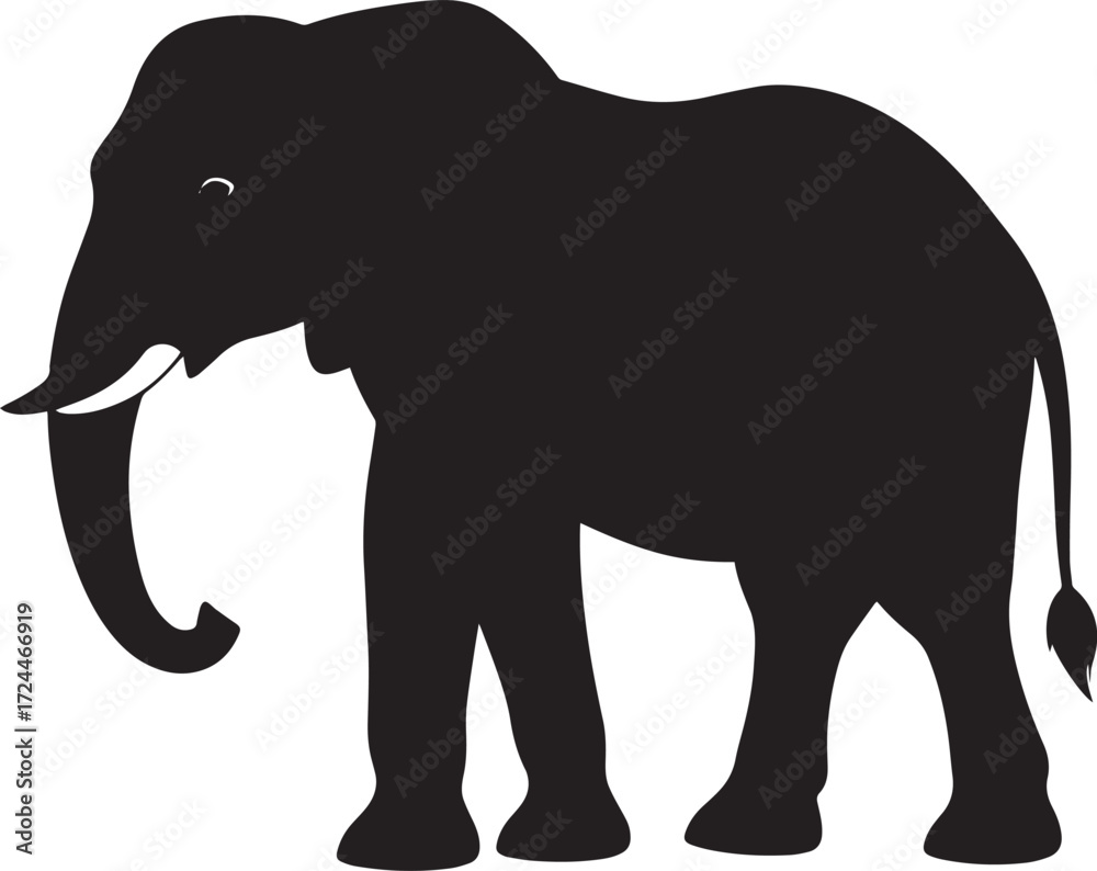 Obraz premium Safari Elephant Silhouette Vector Illustration