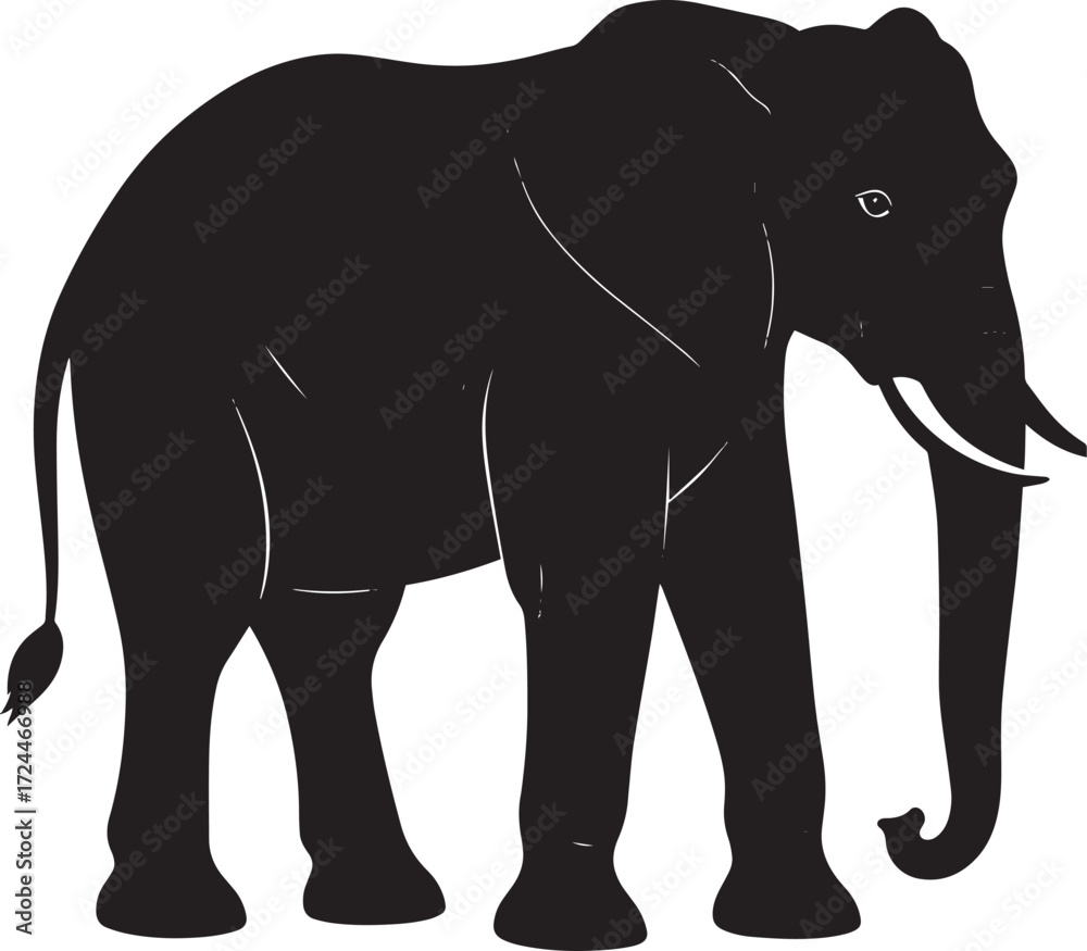 Fototapeta premium Safari Elephant Silhouette Vector Illustration