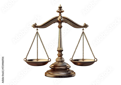 3D Scales of Justice Isolated on transparent or white background