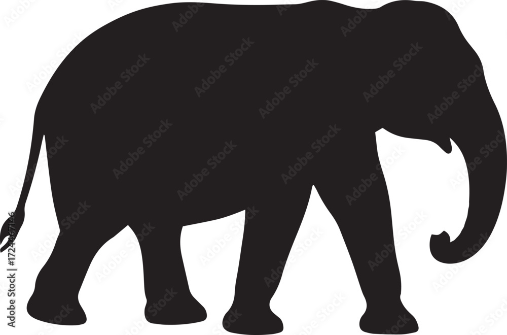 Fototapeta premium Safari Elephant Silhouette Vector Illustration