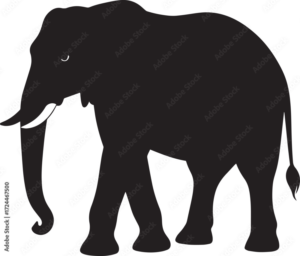 Obraz premium Safari Elephant Silhouette Vector Illustration