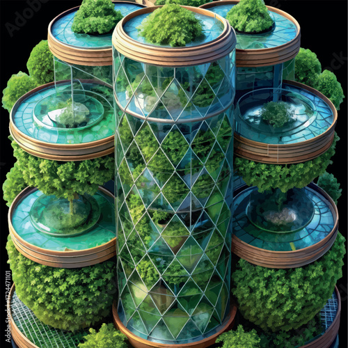 Eco-Sustainable Architecture: A modern architectural marvel showcasing a sustainable building concept with green elements, an aesthetic vision of environmental responsibility.