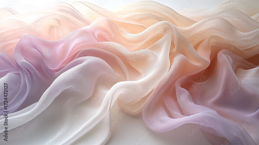 Obraz premium Elegant flowing fabric with pastel colors creates a dreamy romantic background