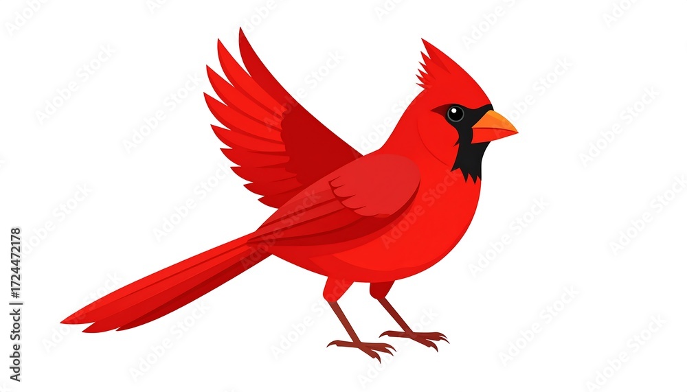 Fototapeta premium Cartoon cardinal in flight