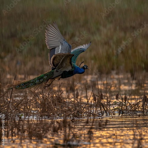 peacock in the water