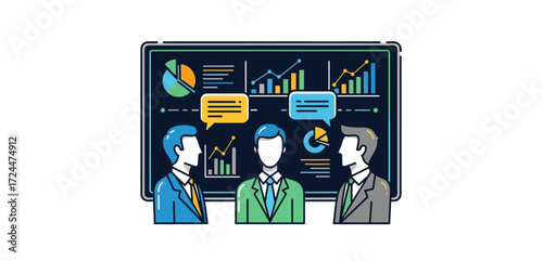 business meeting analyzing charts discussing data insights in a corporate setting perfect for illustrating analytics  strategic planning presentations