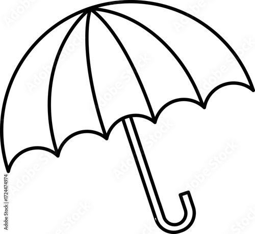 Umbrella Vector Illustration. Simple Outline Umbrella Coloring Page