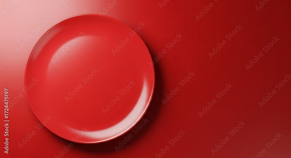 Obraz premium A vibrant red plate sits atop a flat, smooth, deep red surface.