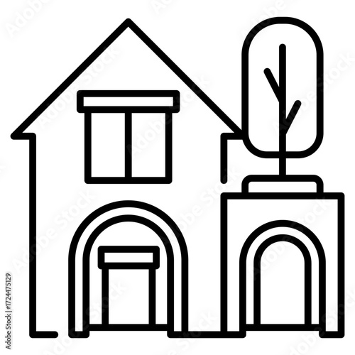 Modern House Design Line Icon