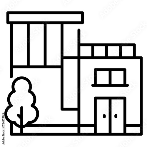 Modern Contemporary House Line Icon