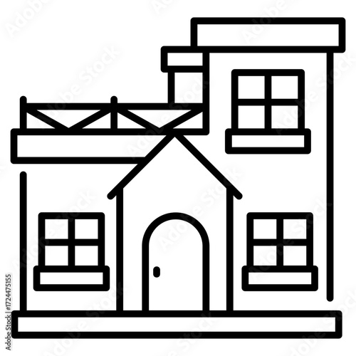 Luxury Villa House Line Icon