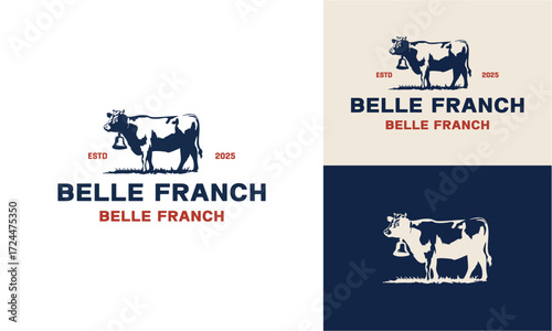 Vintage cattle farm logo