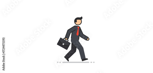 businessman walking with briefcase corporate professional heading to work conveying career success and ambition on a bright white background