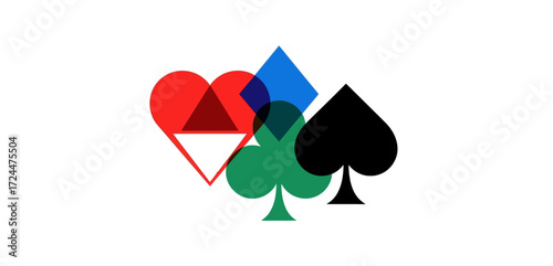 card suits heart diamond club spade graphic poker casino design element with bold colors game night invitation gamble modern minimal