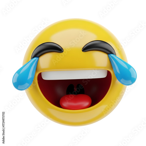 3D Rendering of a Crying Laughing Emoji