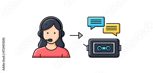 customer service support specialist using headset for chatbot communication aiding users online enhancing web assistance improving online interactions