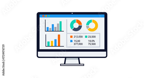 data analysis on computer screen showing charts and graphs for business reporting finance stock market perfect for presentation background