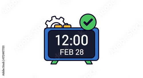 Deadline reminder for feb 28 at 1200 an alarm clock showing the set time and date to use for time management and schedule planning.