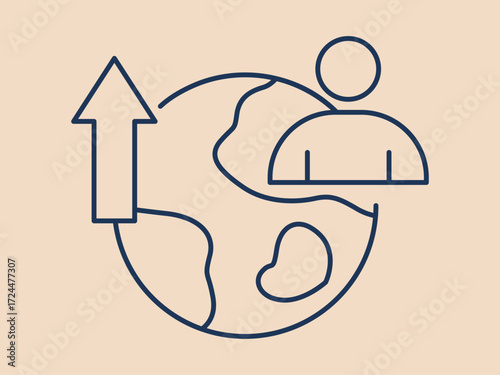 Over population icon. Social issues problems icon. Simple vector illustration in modern thin line style. Vector illustration.