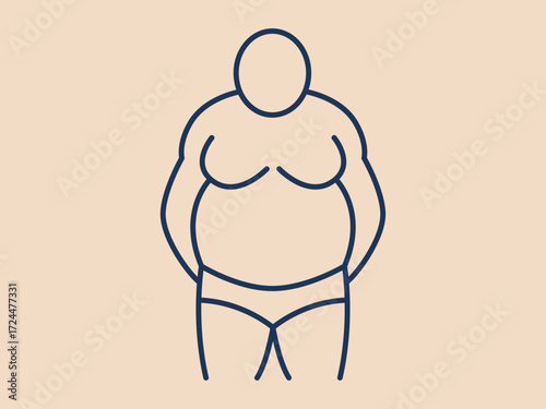 Obesity icon. Social issues problems icon. Simple vector illustration in modern thin line style. Vector illustration.