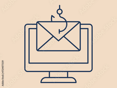 Phishing scam icon. Social issues problems icon. Simple vector illustration in modern thin line style. Vector illustration.