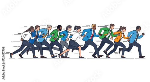 diverse team running in business competition illustrating corporate success teamwork and leadership in a fast-paced environment perfect for a business blog