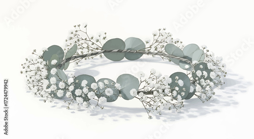 Elegant Eucalyptus and Baby's Breath Floral Crown