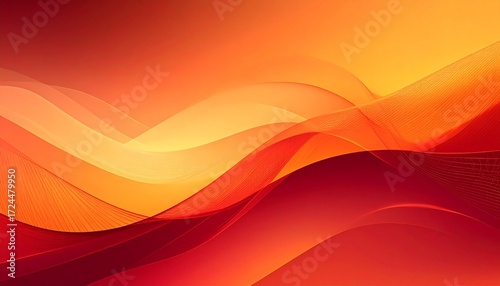 Abstract orange and yellow waves swirl in a vibrant, flowing pattern, creating a dynamic background illustration with a sense of motion and energy