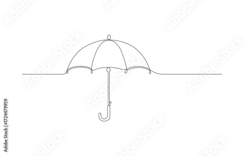 Continuous Line Drawing of Umbrella – Minimalist Rainy Umbrella One Line Design Vector