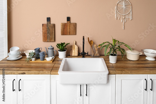 White counters with sink, p...