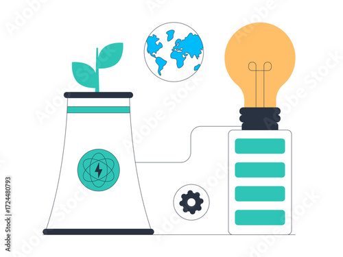 Energy renewal for more environmentally friendly electricity reserves. Green energy vector illustration. Flat illustration.