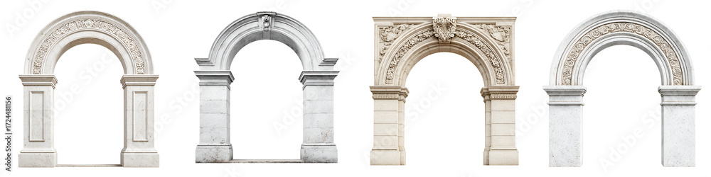 Fototapeta premium Arched Door Frames Set: Architectural Stone Openings