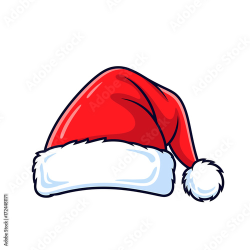 Festive Red Santa Hat Illustration Holiday Cheer for Christmas Celebrations