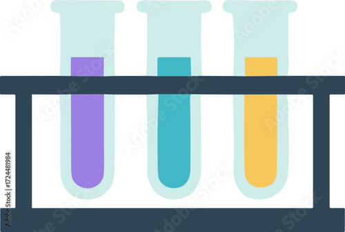 Flat Illustration Test Tubes Filled with Colored Liquids in Rack