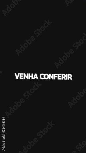 Video with repeating Portuguese text 