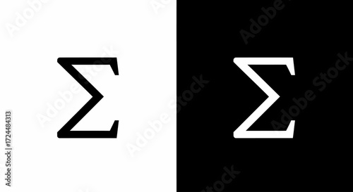 Mathematical Summation Symbol: A striking visual featuring the mathematical symbol, the uppercase sigma, representing summation, presented in both negative and positive spaces.