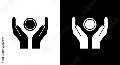 Protecting Financial well-being: A symbolic depiction of hands cupping a coin, representing financial security and care in the economic environment.