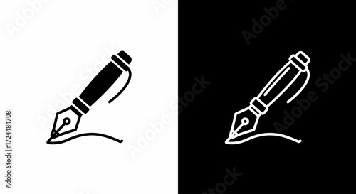 Elegant Ink: Classic fountain pen artfully rendered, ideal for themes of writing, composition, and creative expression, this striking visual conveys the essence of refined communication.