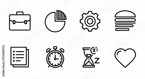 Business Icon Set: A carefully curated collection of business-related icons, presented in a clean, modern line art style.
