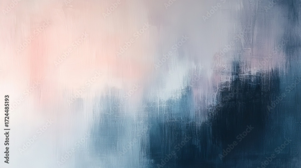 Obraz premium Serene abstract art with soft pink and deep blue hues evokes calm and sophistication
