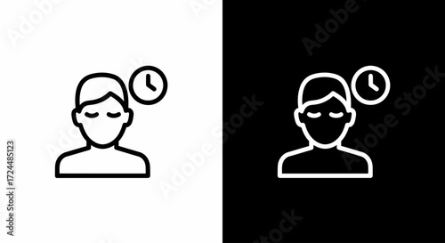 Time and Human Calm: A minimalist illustration captures the essence of relaxation and mindfulness. A simplified human figure paired with a clock.