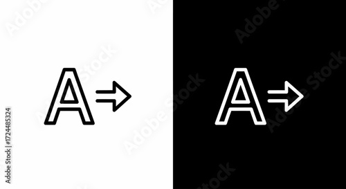 Transformation & Progress: A minimalist presentation of two distinct graphic icons symbolizing progression and change, with the letter 'A' transitioning towards a new state.