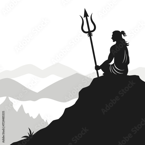 silhouette of lord on the mountain