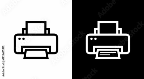 Printer Icons: A clean, minimalistic display of printer icon, the image provides a sleek representation for various creative and corporate needs.